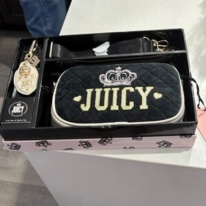 Juicy Couture Black Quilted Crossbody with Gold Embroidered Logo